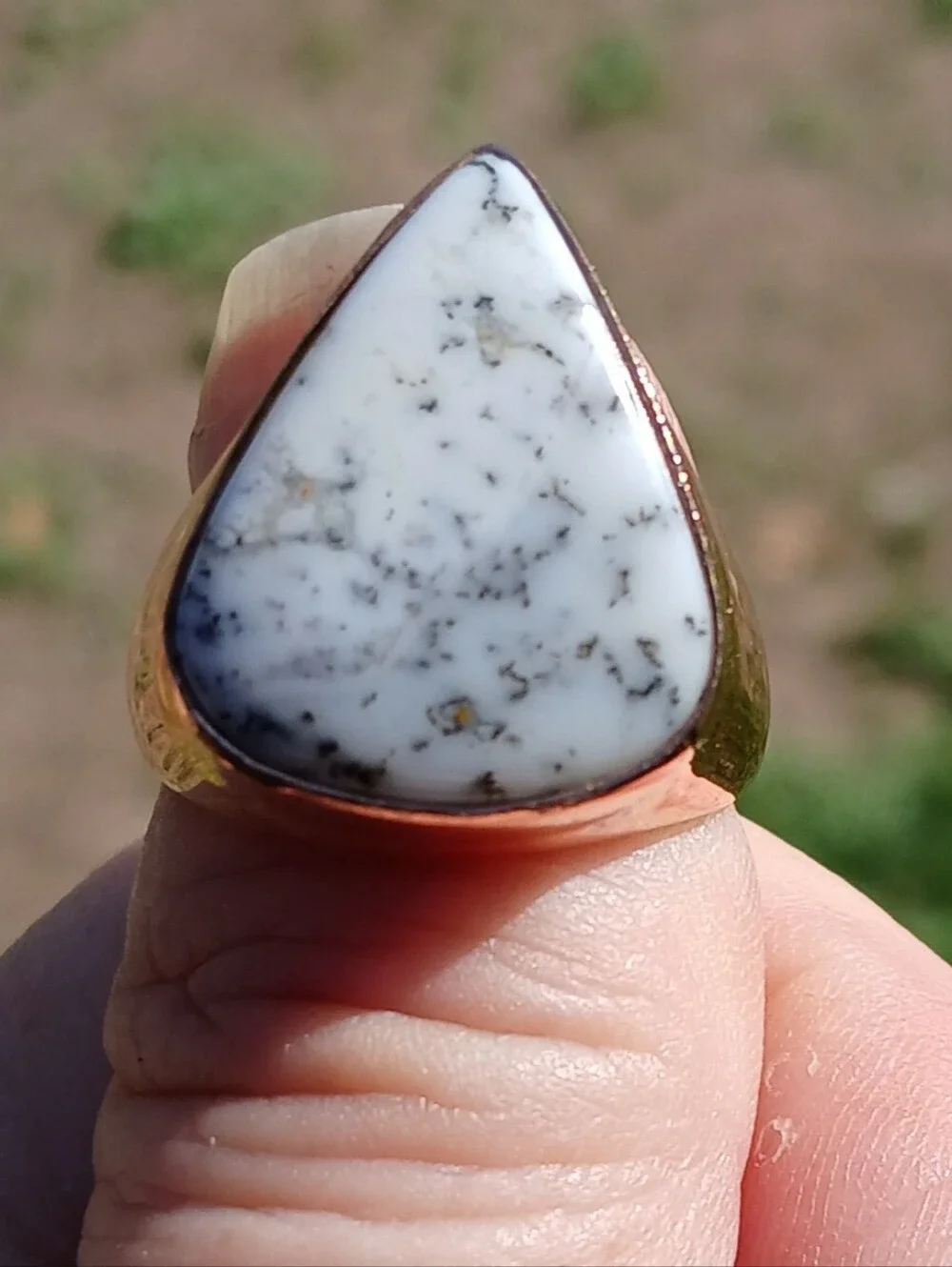 New Men's Dendritic Opal Copper Ring.